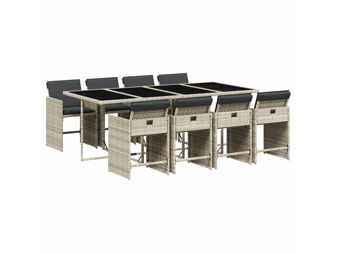 Maison Exclusive - Set Comedor De Jardín 9 Pzas Cojines Ratán Sintético Gris Claro