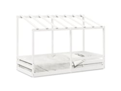 Cama Infantil Con Techo 100x200 Cm Pino Macizo Blanco Dkd Home Decor