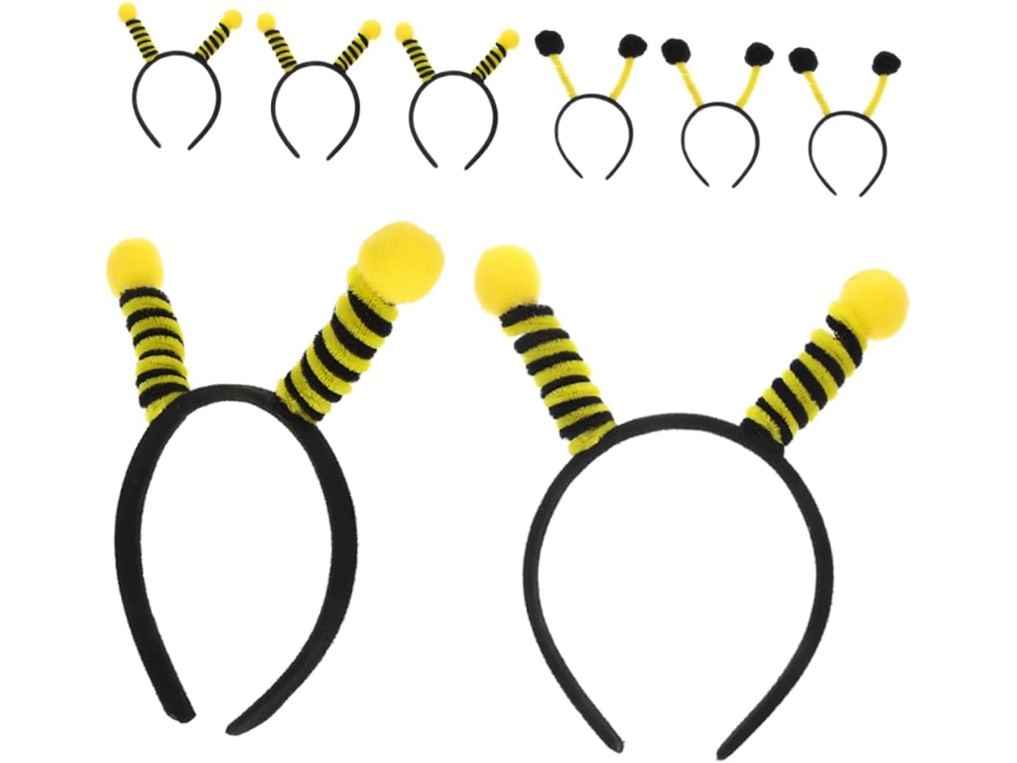 Conjunto De 8 Peças De Acessórios Para Fantasia Com Antenas De Abelha Nas Cores Amarelo E Preto.
