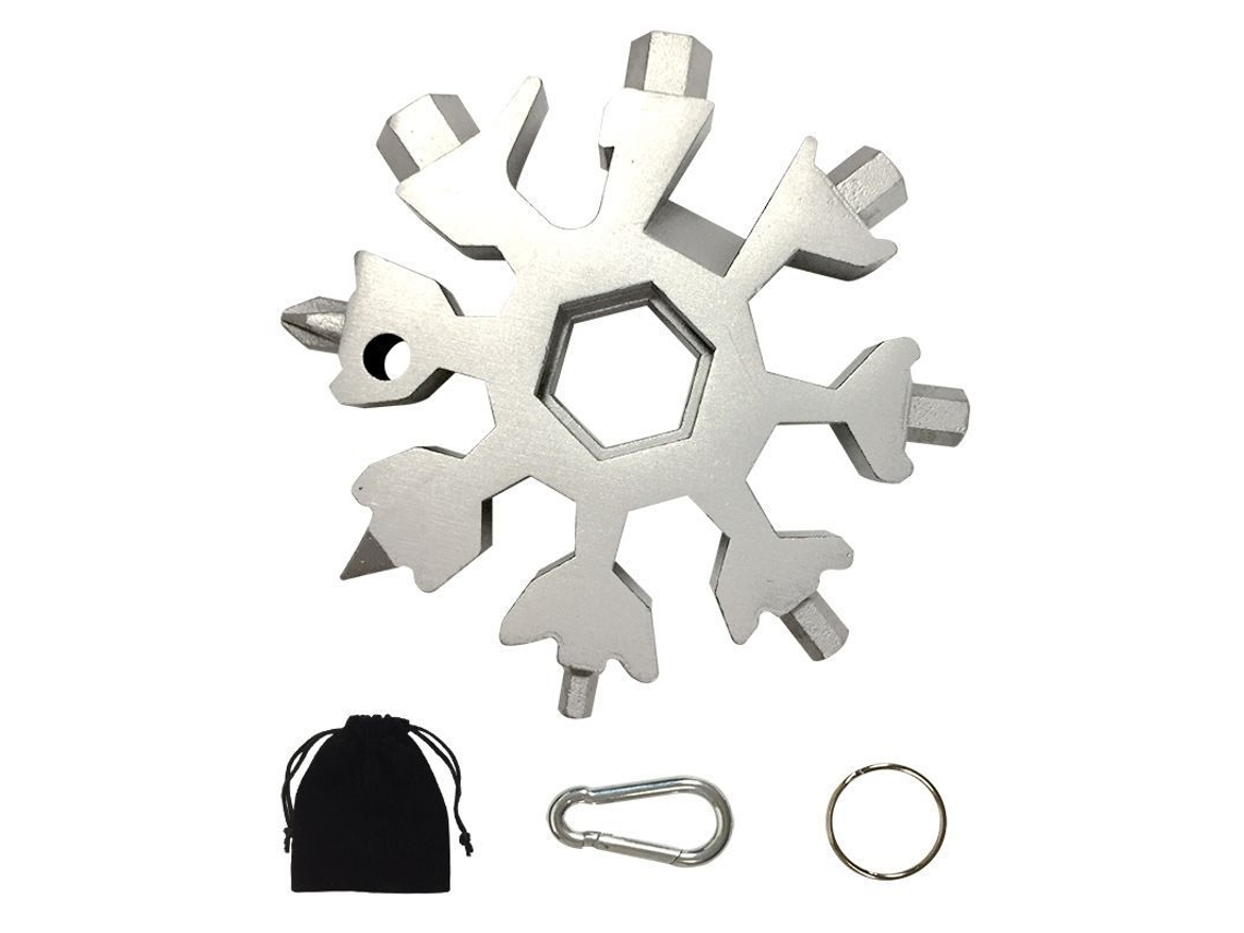 Rebe-28353-herramienta Multifuncional Snowflake 18 En 1, Regalo Cumpleaños Divertido Para Hombres (plata)