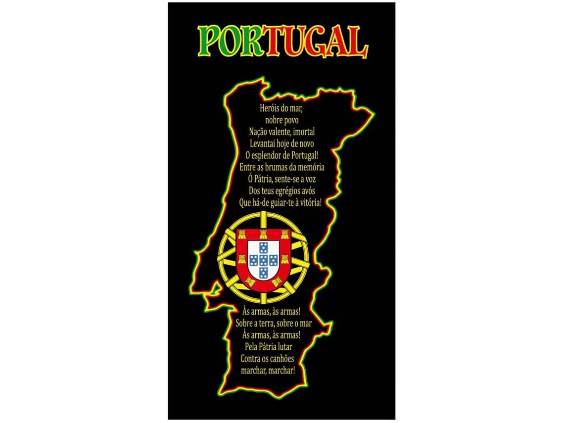 Toalla De Playa De Microfibra Portugal Negra Mapa Himno