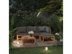 Conjunto de jardín de 5 piezas con cojines de acacia maciza DKD Home Decor