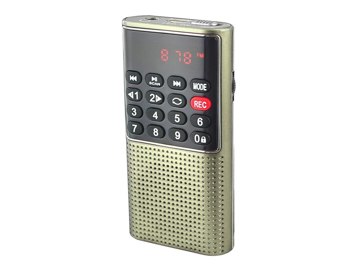 (oro) Mini Radio Fm Portátil, Grabadora Y Batería Recargable De Larga Duración.