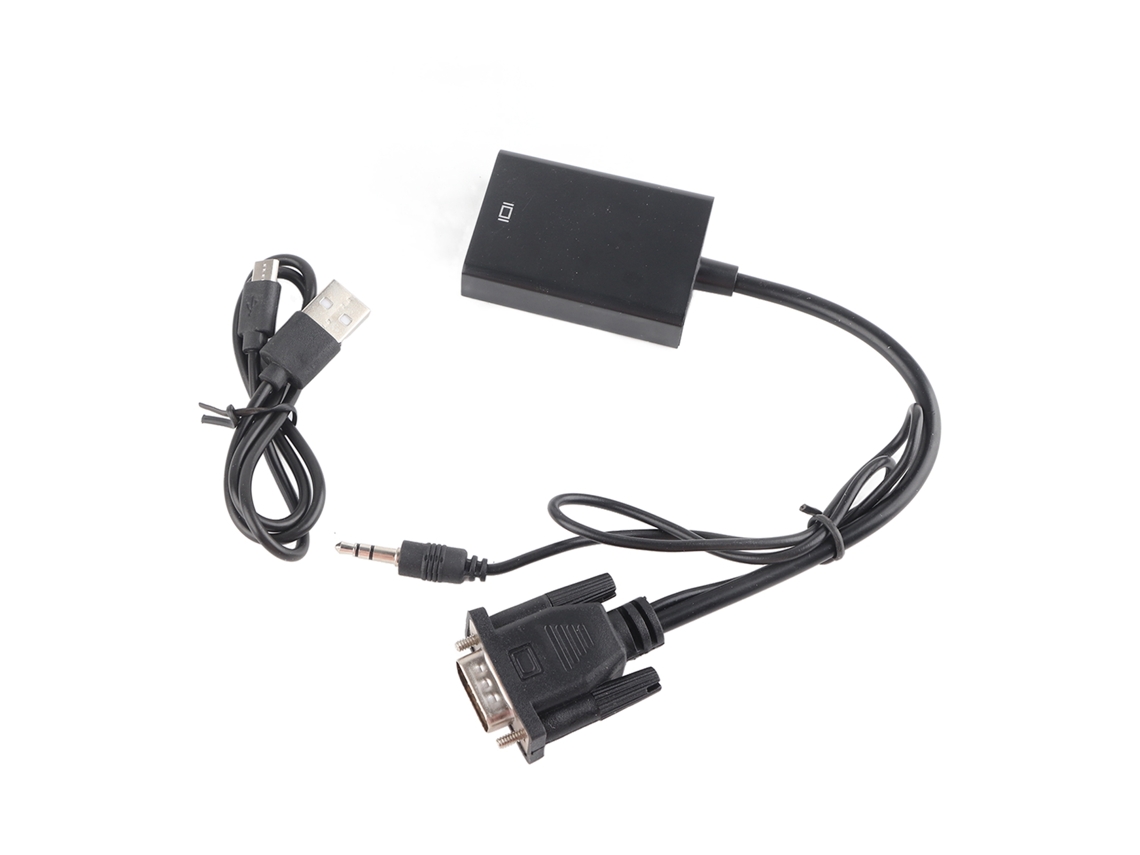 Convertidor Multimedia Vga A Hd 1080p Con Interfaz, Alimentación Usb Y Cable De Audio De 3,5 Mm.