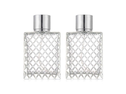 Botellas De Perfume De Vidrio Transparente Con Atomizador, Diseño De Rejillas Cuadradas, 100ml, 2 Piezas