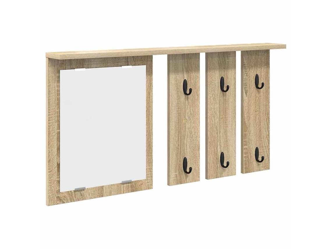 Perchero de pared con espejo, Roble Sonoma, 85x10x45 cm, MAISON EXCLUSIVE