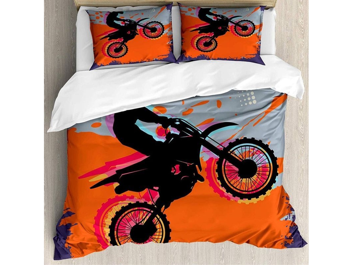 Rebe-sábanas De Moto Trail 3d Con Funda De Edredón Y Funda De Almohada Talla Twin 100% Poliéster