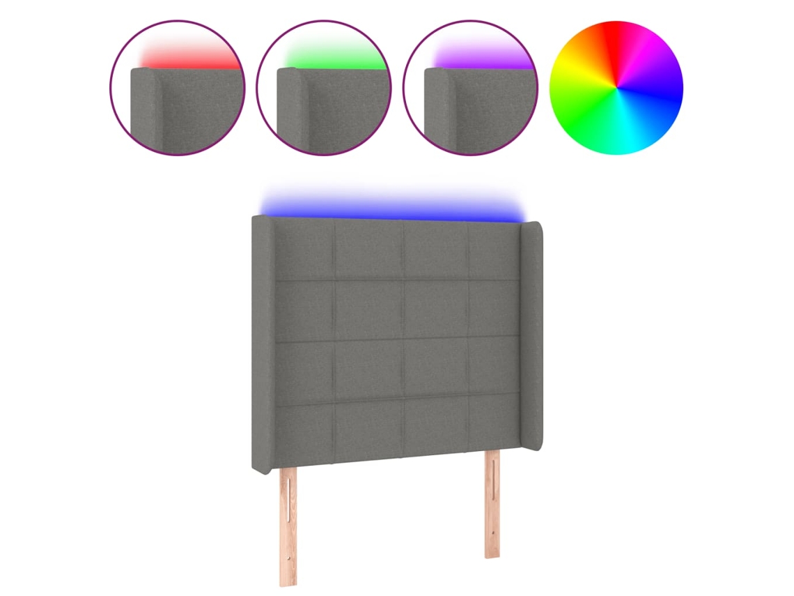 Maison Exclusive - Cabecero Con Led De Tela Gris Oscuro 83x16x118/128 Cm