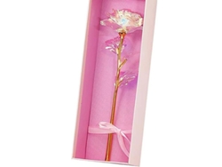 Rosa De Cristal Bañada En Oro De 24 Quilates, Regalo Ideal Para Novia O Esposa.