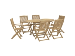 Conjunto 7 de comedor para jardín VIDAXL madera maciza acacia