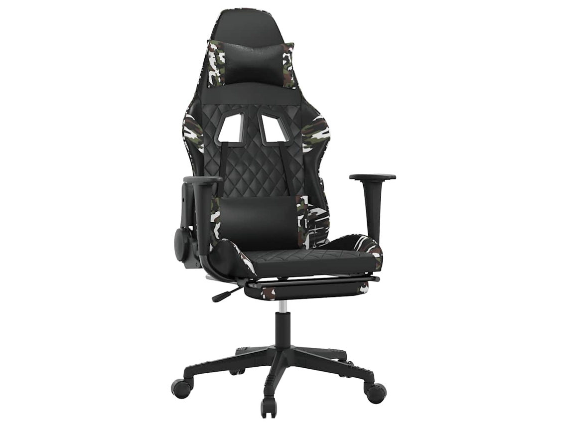 Silla gaming masaje reposapiés VIDAXL cuero sintético negro camuflaje