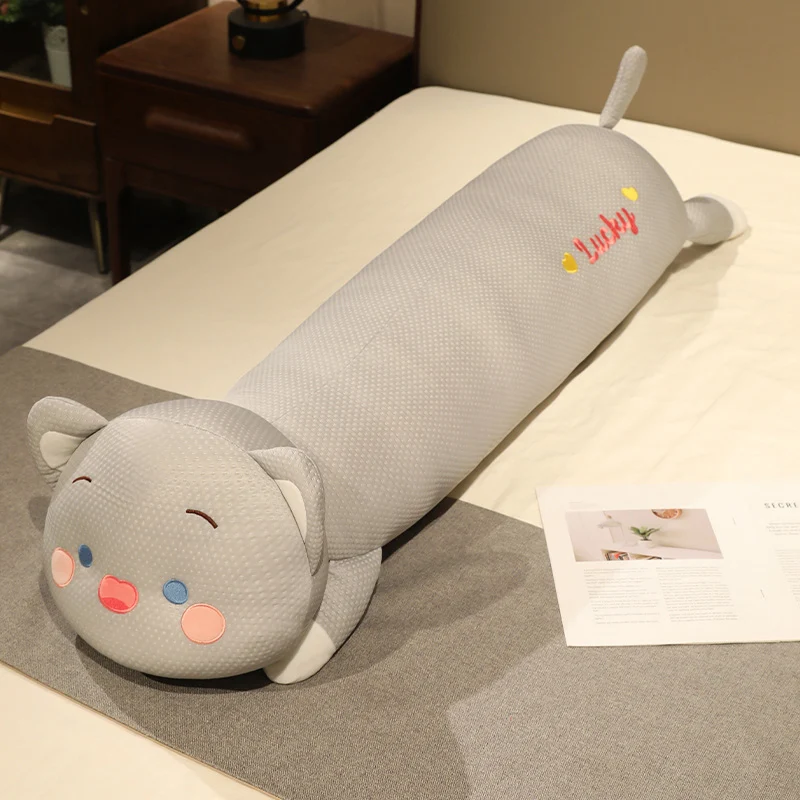 (gato Gris De 80 Cm) Cojín Largo De Seda Helada Para Sofá, Con Forma De Mascota Adorable, Ideal Para Adultos.