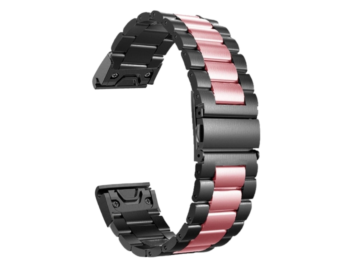 Correa Acero para Garmin Forerunner 955 Negro y Rosa