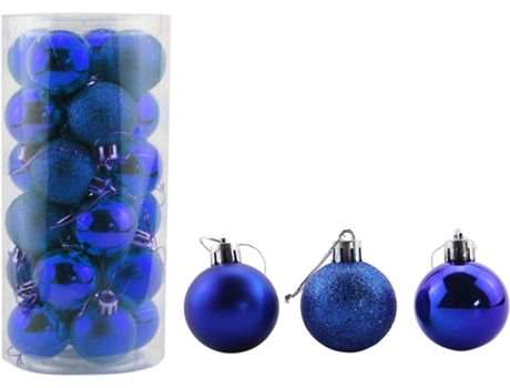 Conjunto de Bolas de Navidad ZMDECQNA Piezas Adornos Pequeñas Pulgadas Decoraciones Inastillables Bolas Árbol Azul - 24un (4 cm)