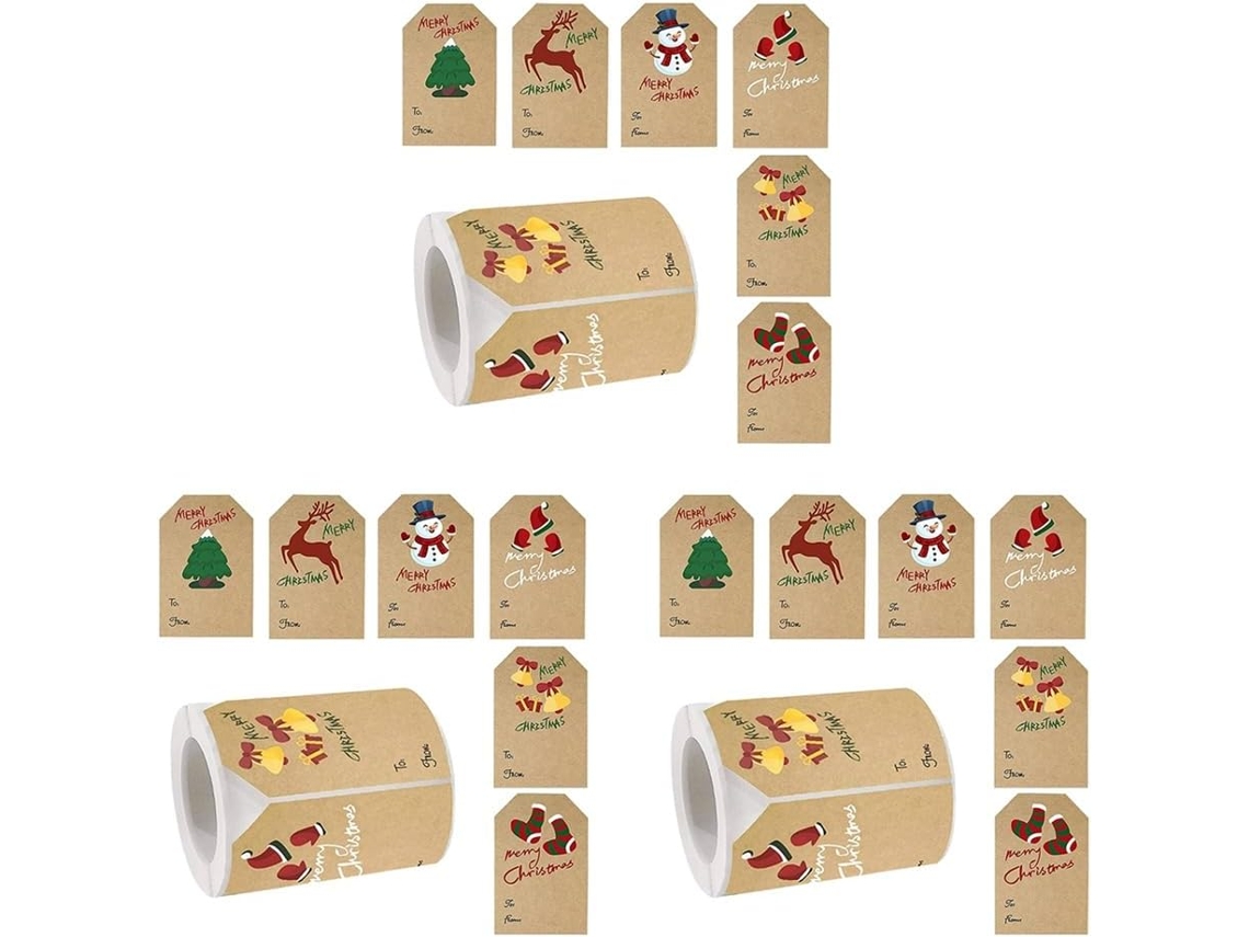 3 Pegatinas Navideñas, Regalo De 250 Piezas/rollo Para Navidad Y Fiestas, 6