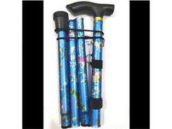 Bastón plegable ajustable de aluminio con estampado floral, ideal para senderismo y acampada. Ayuda de movilidad duradera.
