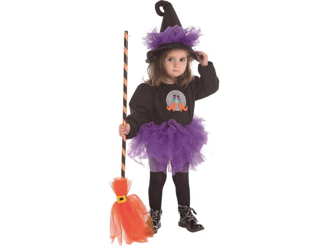 Disfraz de Niña DISFRAZZES Bruja Tutú Morado Y Negro (Talla: 3 a 5 años)