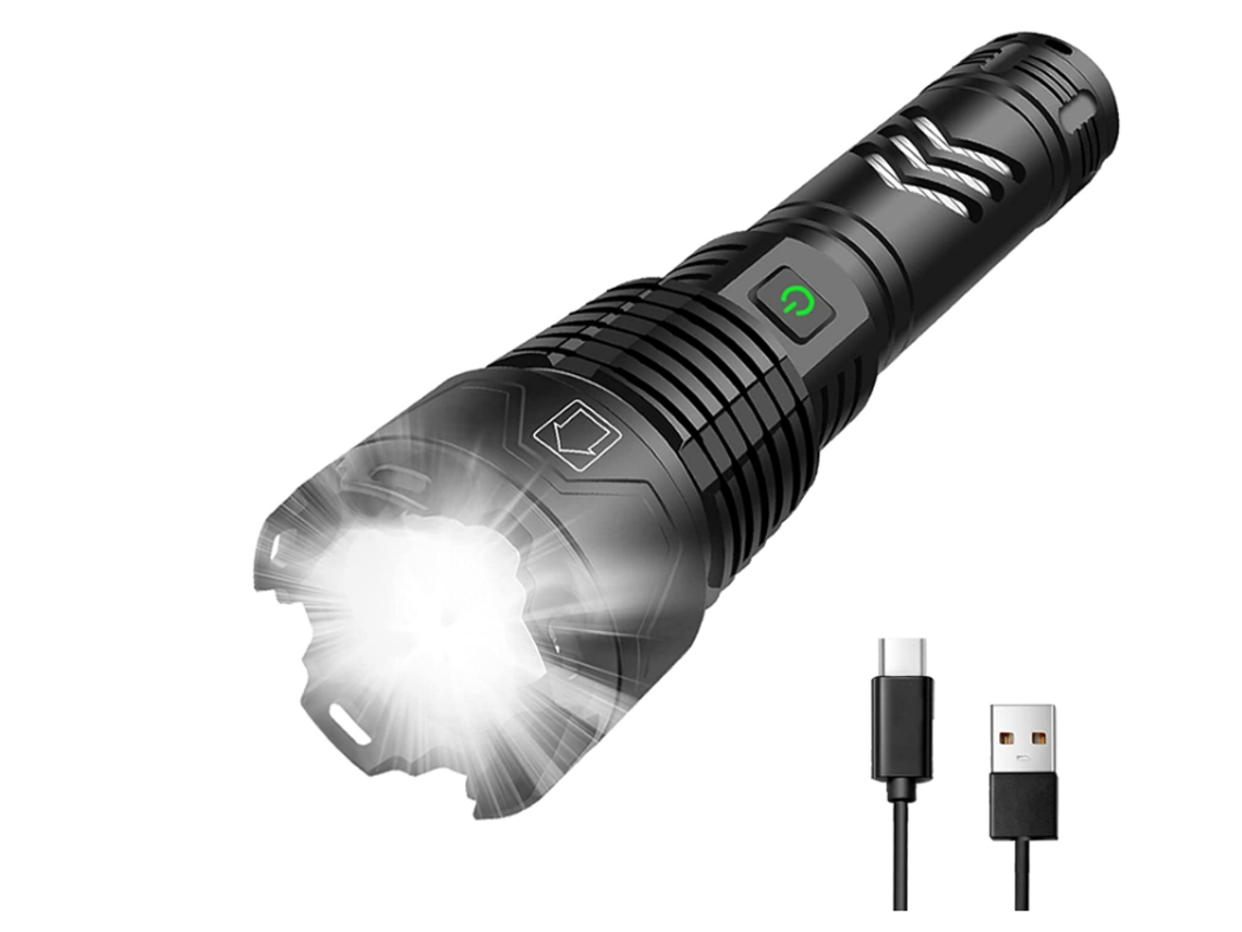 Szsmart Sdt230203 100000 Lumens Linterna Super Brillante Impermeable Con Cable Usb Portátil Y Potente Negro