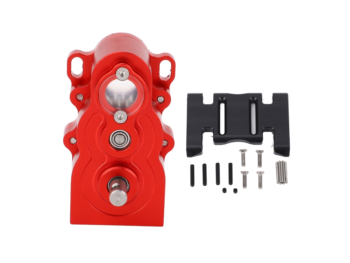 Caja De Cambios Vertical De Aluminio Cnc D1rc Para Coche Teledirigido A Escala 1/10 Scx10, Piezas De Mejora, Color Rojo.