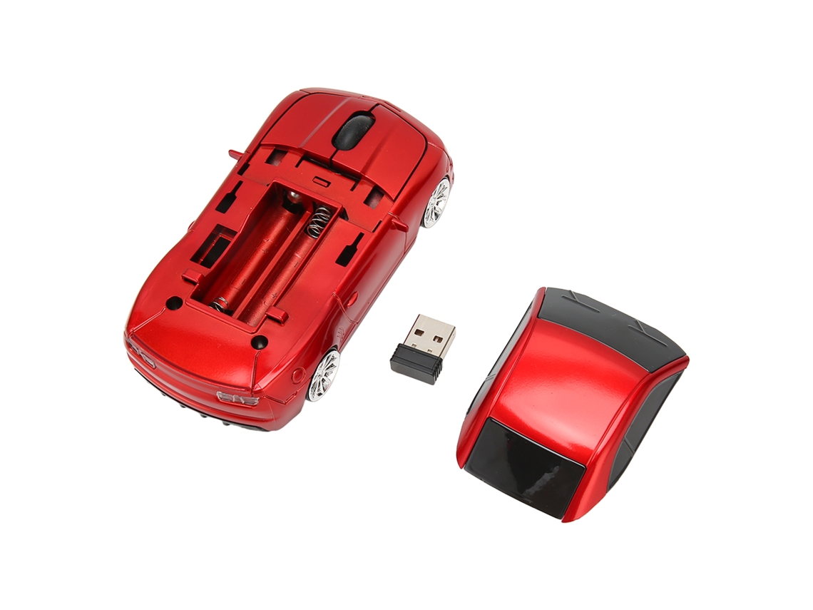 Mouse Sem Fio Carro De Corrida Esportivo 2.4 Ghz Luz Led 1600 Dpi Sensor Óptico Para Os X Pc Vermelho