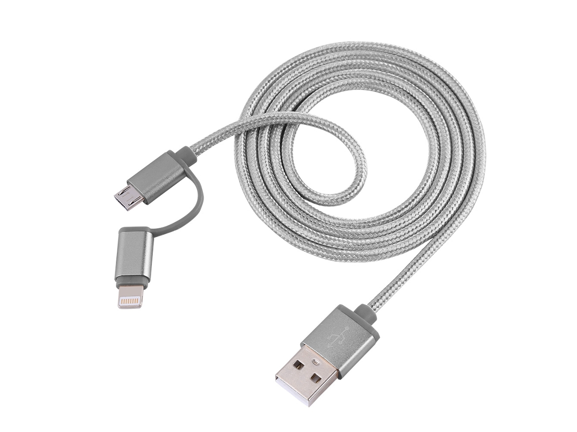 Cable De Datos Trenzado (2 En 1 Compatible Con Android Y Apple, Admite Carga Rápida De 2a)