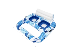 Colchón hinchable para piscina, doble, diseño ergonómico, azul cielo.