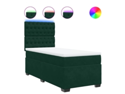 Maison Exclusive - Cama Box Spring Con Colchón Terciopelo Verde Oscuro 90x200 Cm