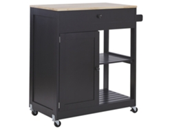 Carrito de cocina BELIANI Trapani de MDF Negro 75x44x87
