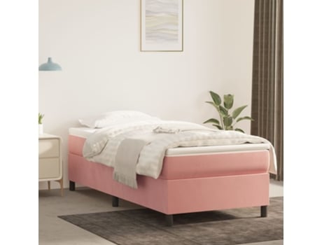 vidaXL Cama con somier y colchón 90x190 cm terciopelo rosa