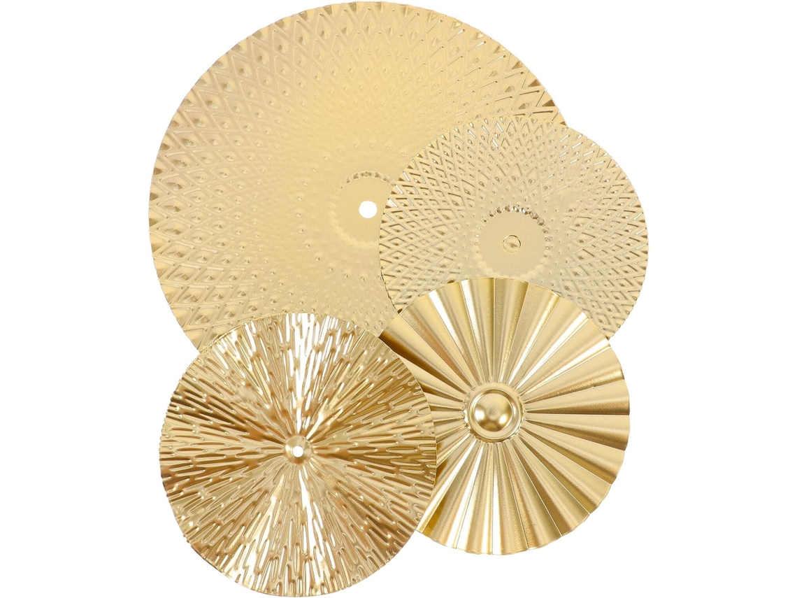 Juego de 4 piezas redondas de decoración de pared en metal dorado con forma de rayo de sol, idea Vayotoy