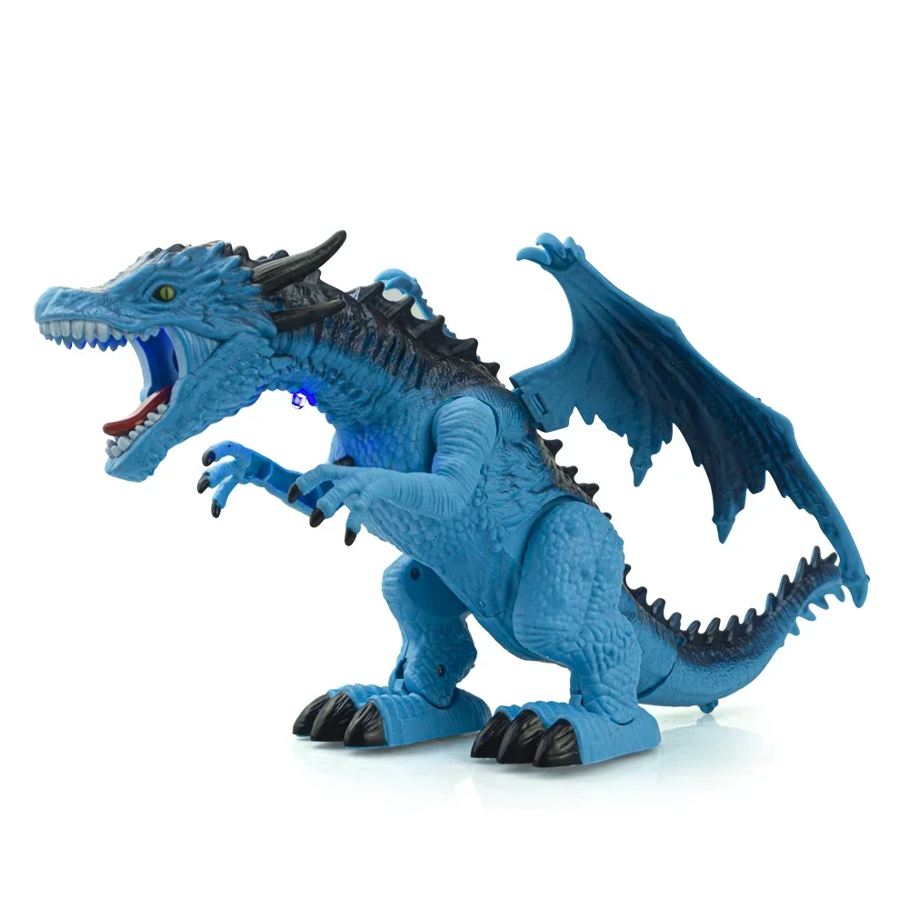 Dinosaurio teledirigido, animal eléctrico que camina, con efectos de sonido y luz. MDUG (azul)
