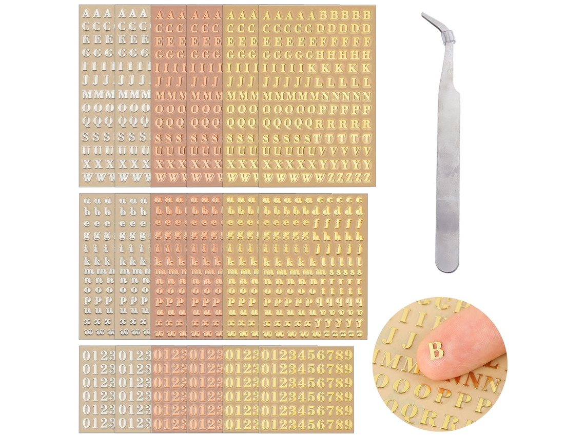 Mini pegatinas de letras para manualidades, letras autoadhesivas, decoración de resina epoxi, pegatinas para álbumes de recortes con efecto