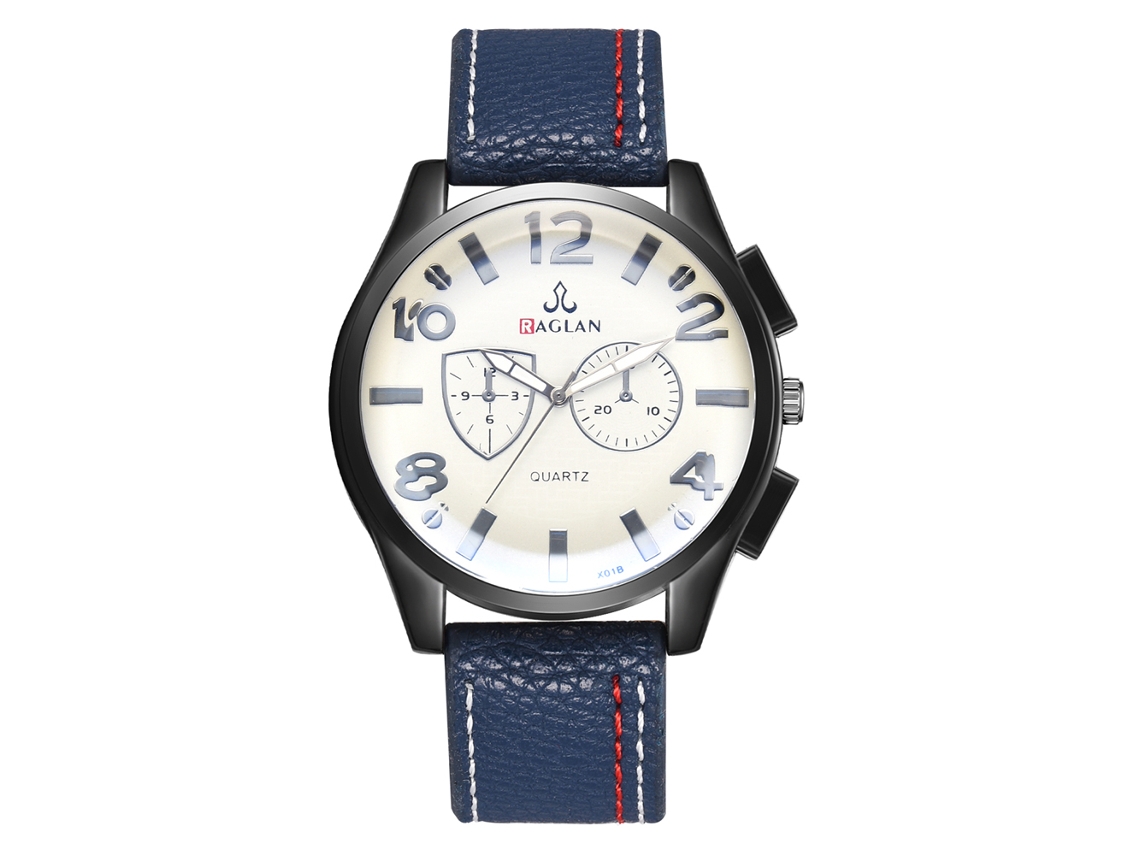Reloj De Pulsera Clásico De Cuarzo Para Hombre Con Correa De Piel Sintética Azul.