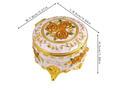 Caja De Joyería (dorada Y Blanca), Caja De Almacenamiento Metálica De Esmalte De Alta Gama Para Tocador.