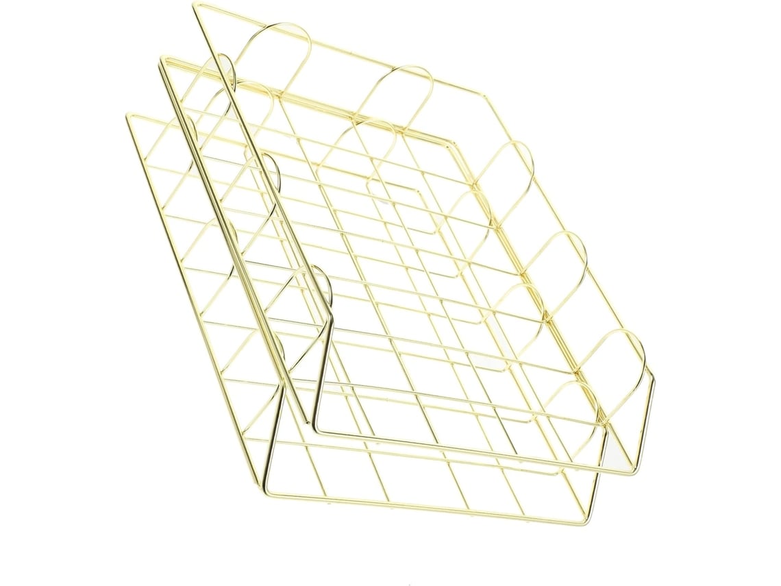Juego De 2 Organizadores De Escritorio De Metal Dorado, Archivadores Apilables Para Documentos A4.