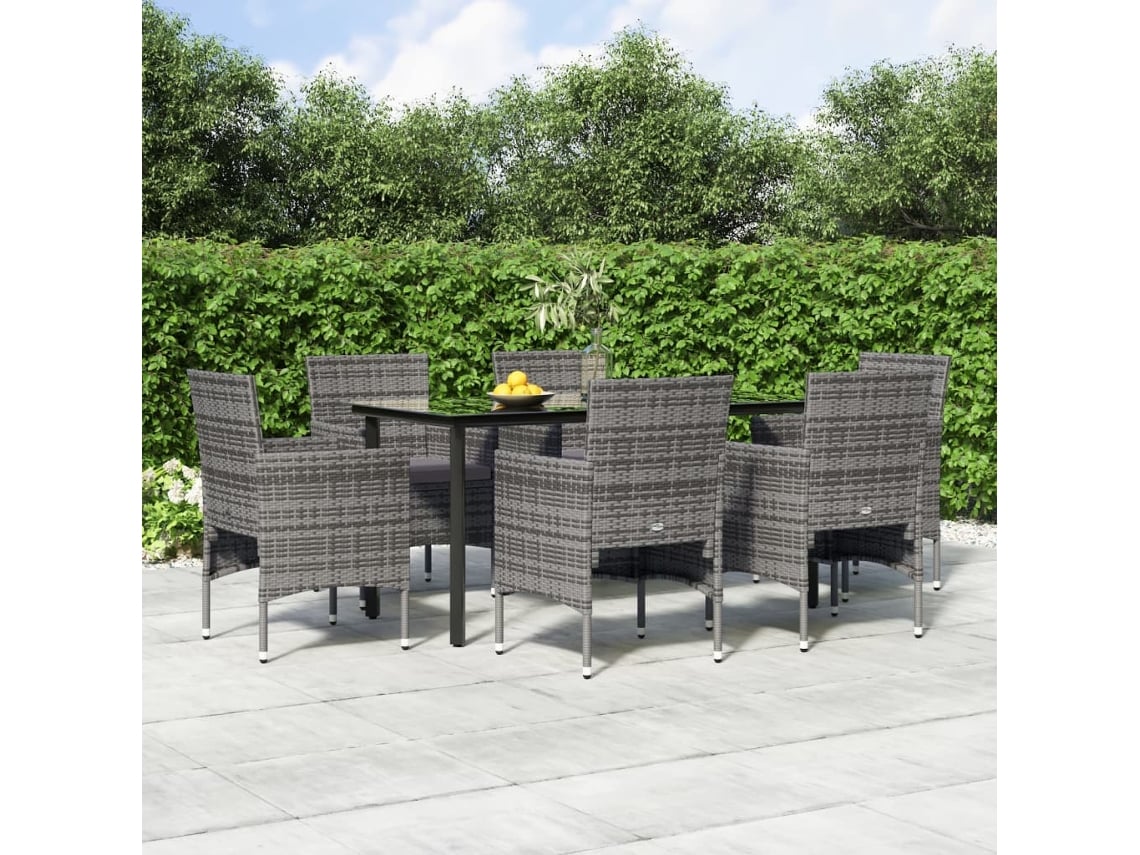 Conjunto de comedor de jardín de 1 pieza DKD Home Decor con cojines grises y negros