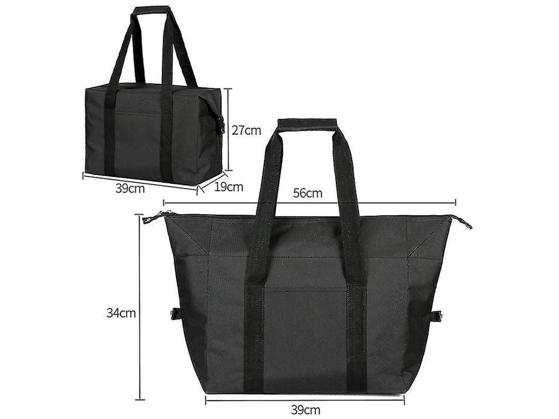 Bolsa grande plegable para refrigerador, bolsa para refrigerador de 20 litros, cesta de compras plegable, bolsa grande plegable para refrigerador SH GOKOCO (negra)