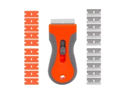 Raspador para vitrocerámica HENTEN HOME con 20 cuchillas para limpiar vitrocerámicas y eliminar restos de pegamento - Naranja