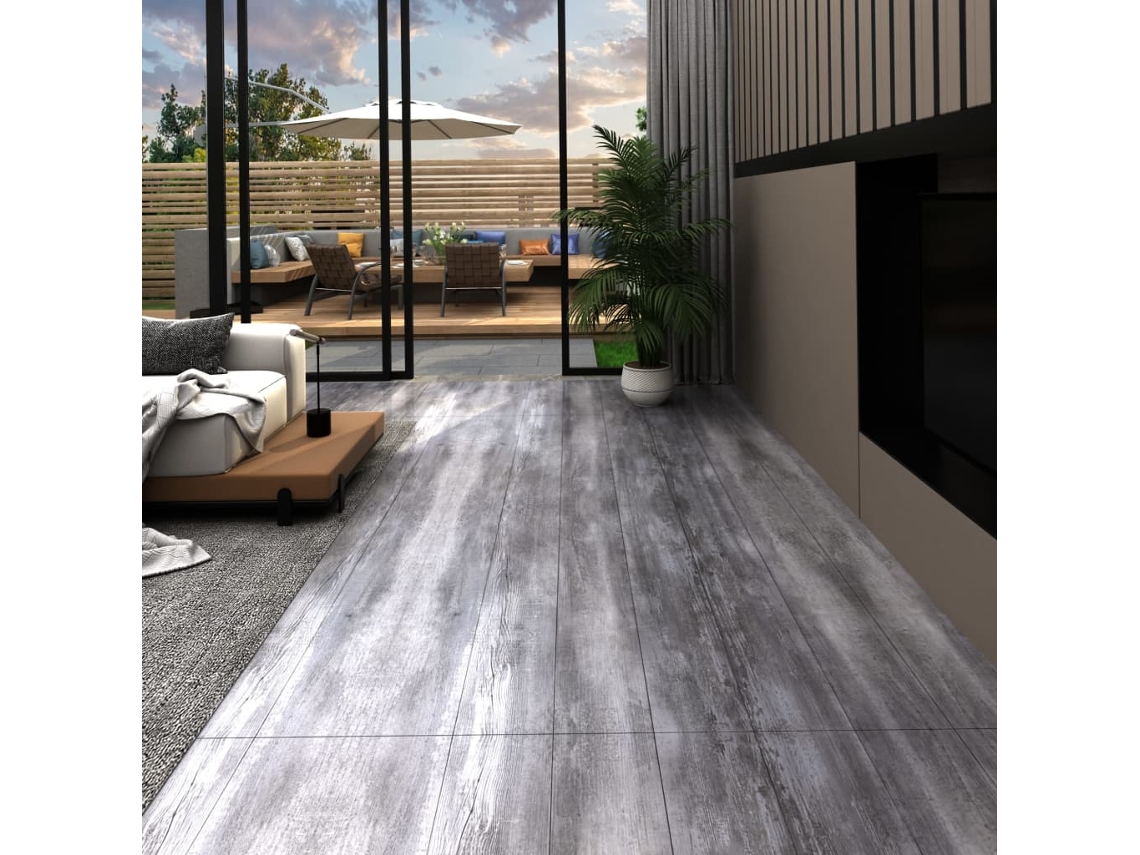 Lamas Para Suelo Autoadhesivas Pvc Gris Madera Mate 5,21m² 2 Mm