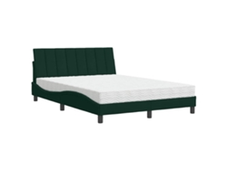 Maison Exclusive - Cama Con Colchón Hanko Terciopelo Verde Oscuro 120x200 Cm