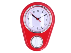 Reloj de cocina Baok de 9 pulgadas con temporizador, silencioso, preciso, de cuarzo, multifuncional, rojo, para uso doméstico.