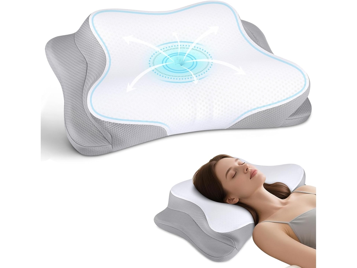 Almohada Ergonómica Para El Cuello, Almohada Para Dormir De Espuma Viscoelástica Transpirable Para Aliviar El Dolor. Gertiz