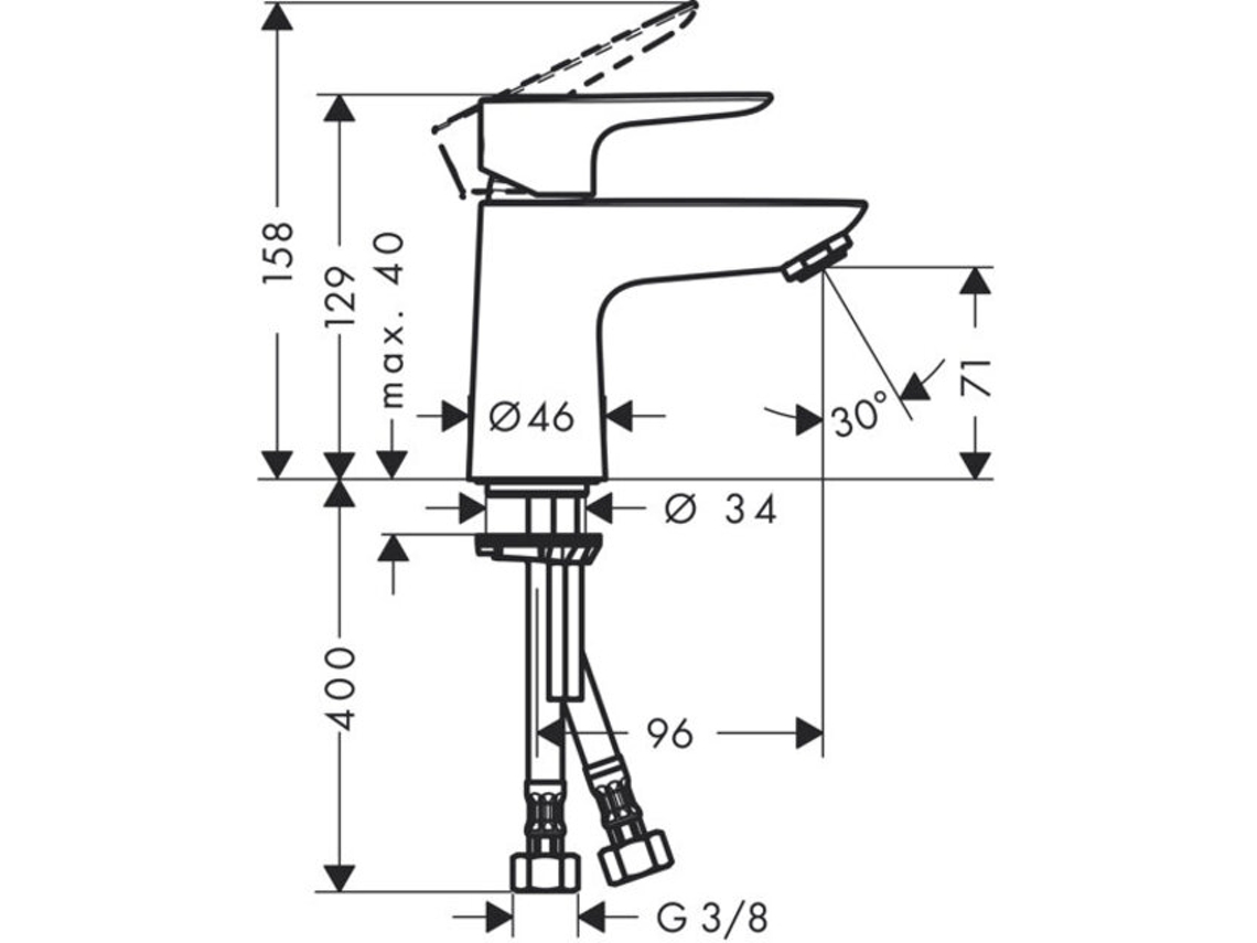 Mezclador Monomando Talis E Hansgrohe Talis E 80, Sin Desagüe Automático, Proyección De 96 Mm