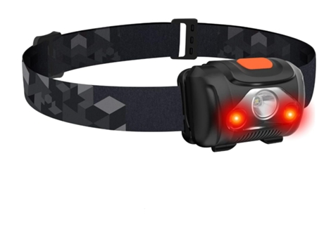 Linterna frontal, CHRONUS LED luz blanca roja linterna frontal impermeable 4 modos faro para niños adultos camping correr caza pesca (negro)