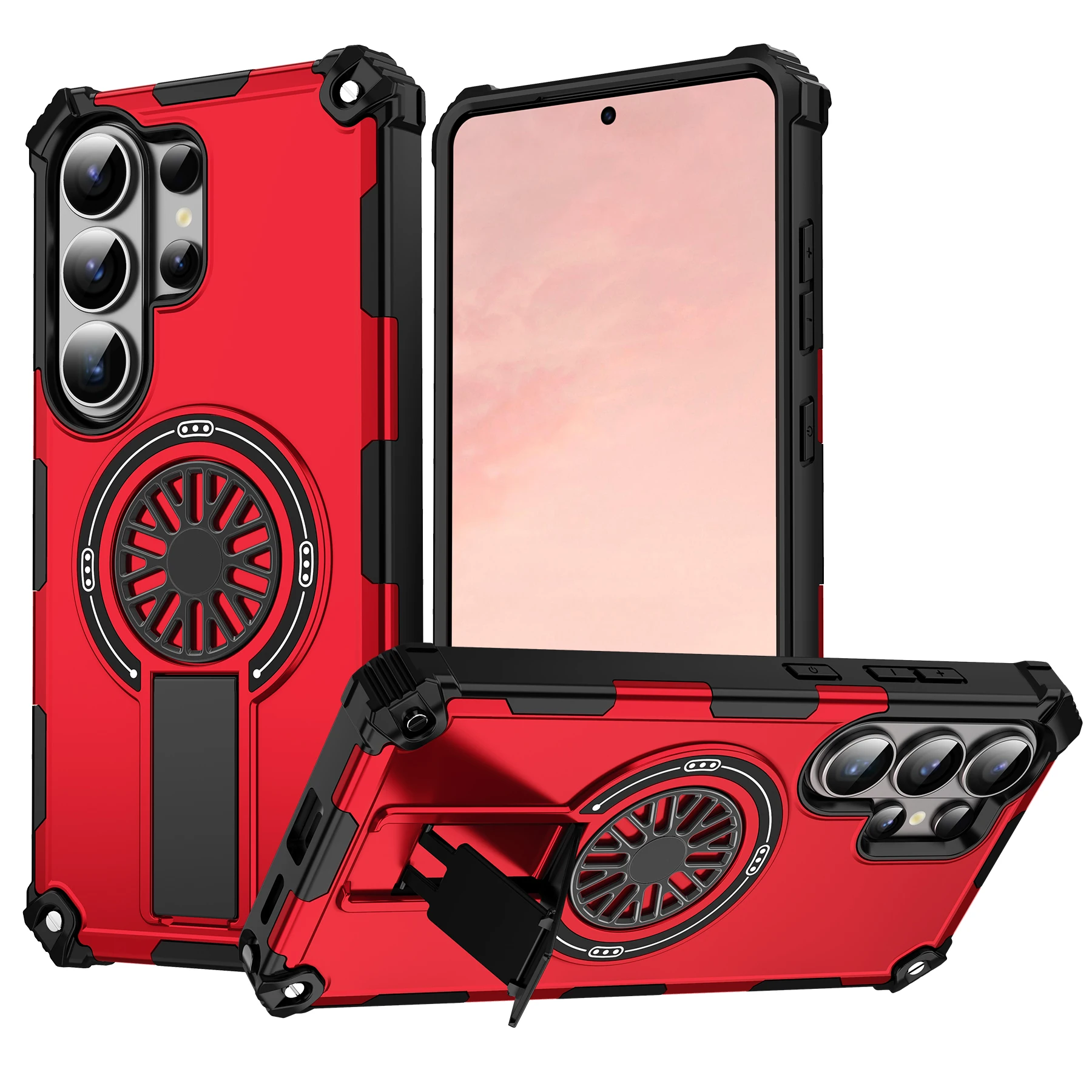 (galaxy S22 5g Rojo) Compatible Con La Funda Protectora Magnética Samsung Magsafe Con Soporte Plegable Y Cubierta Trasera.