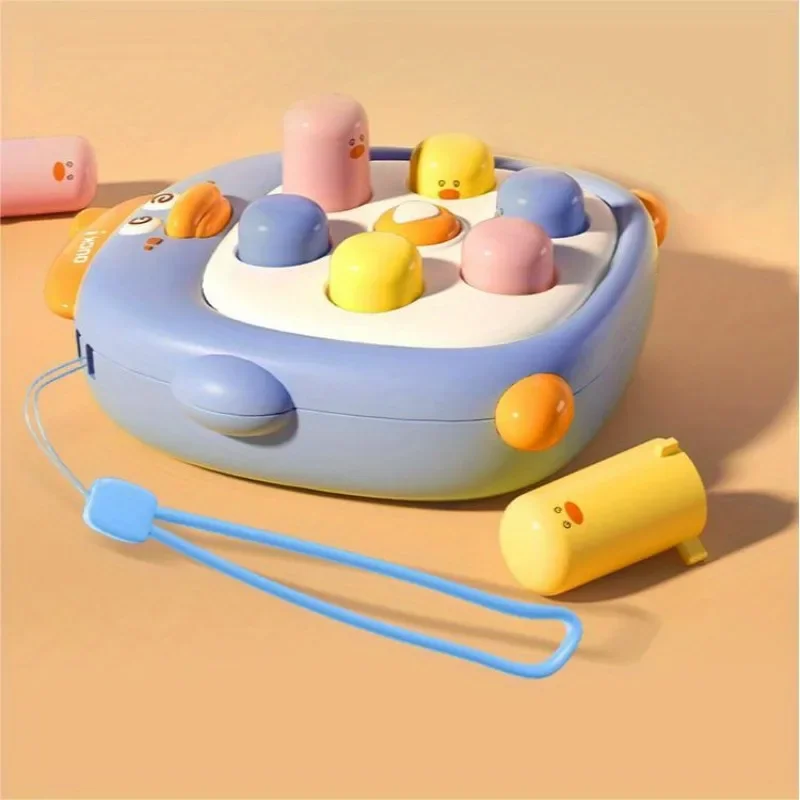 (azul) Mini Juguete De Juego De Golpear Topos Con Dibujos Animados, Adecuado Para Niños Y Niñas De 3 A 6 Años, Alivia El Estrés.