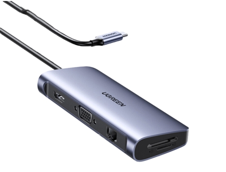Adaptador UGREEN 80133 Cm179 10In1 Tipo-C a HDMI VGA 3Usb3.0 Sd/TF Pd100W Aux 3.5Mm 1000Mbps para Huawei Mate40/P50 S20