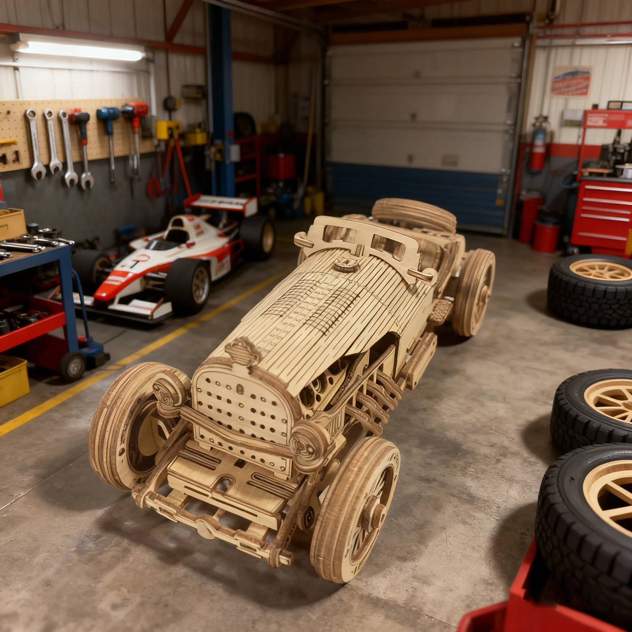Rompecabezas De Madera 3d Coche De Carreras Moderno Modelo De Montaje Hecho A Mano