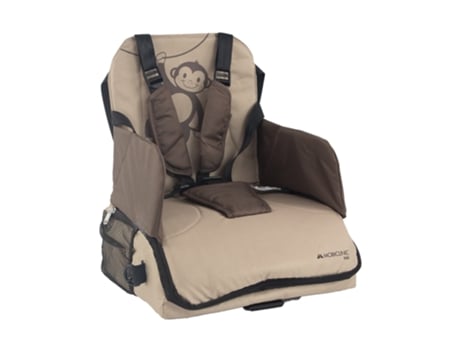 Trona de viaje MOBICLINIC Asiento de mesa Plegable Portátil para Bebés hasta 15 kg Arnés Ajustable de 5 puntos Beige Monkey