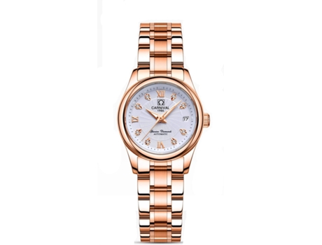 VEANXIN Reloj de pulsera automático para mujer mecánico resistente al agua con cristal de zafiro-oro rosa blanco